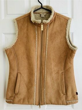 Woolrich Camel Faux Suede Sherpa-Trim Vest